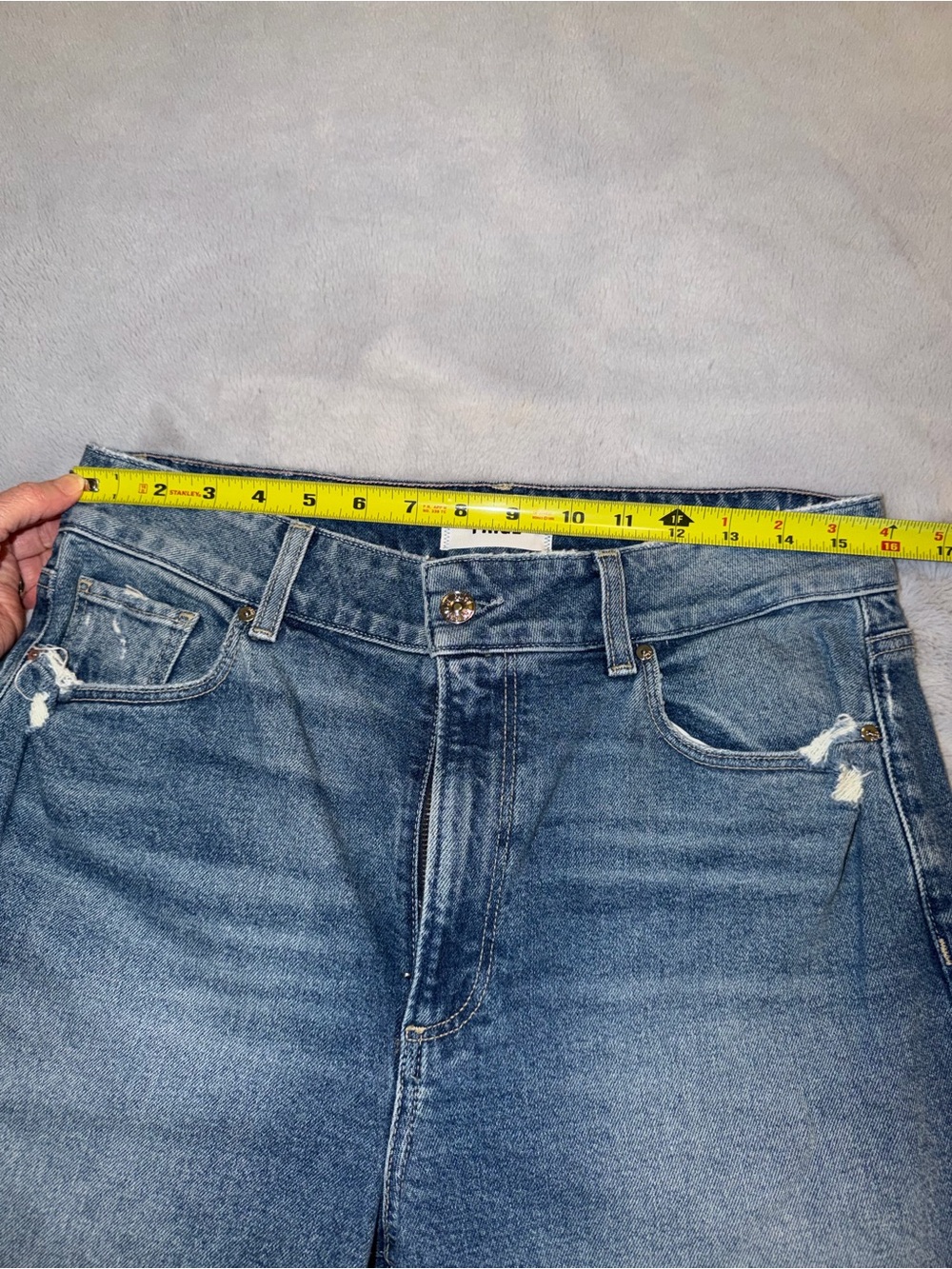 PAIGE Light Blue Wide-Leg Cropped Jeans with Cuffed Hem - Picture 8 of 10